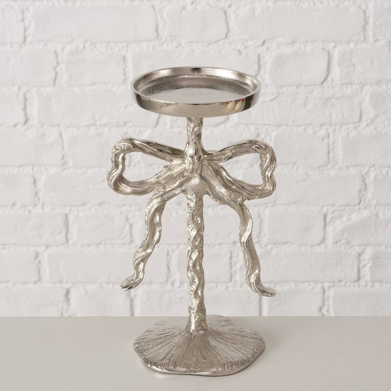 Nickel Bow Candle Holder