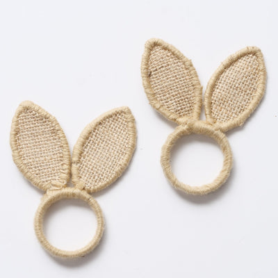 S/2 Jute Rabbit Ear Napkin Rings