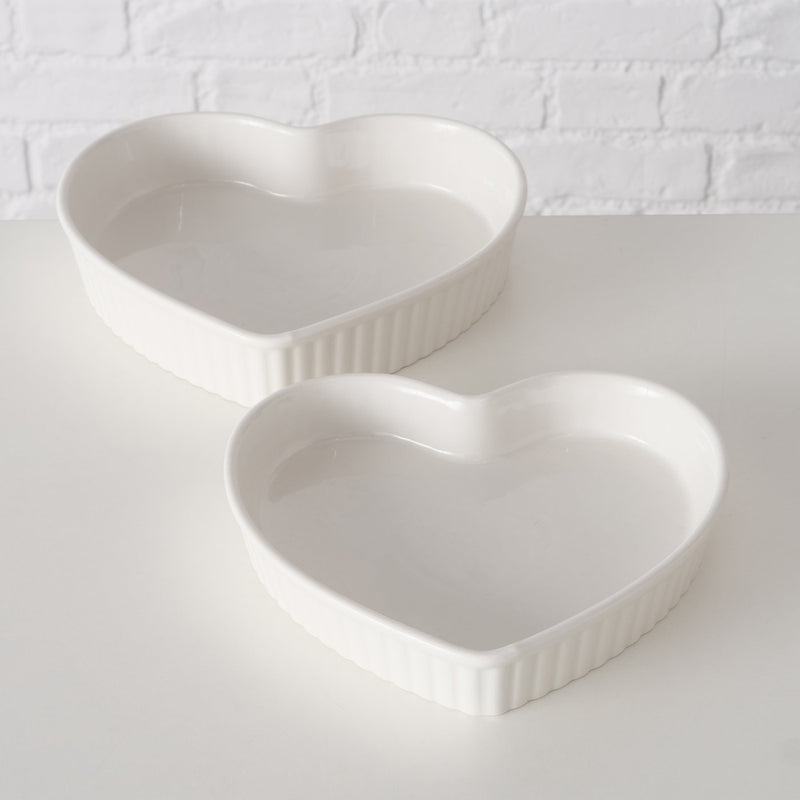 S/2 White Heart Shaped Baking Pans