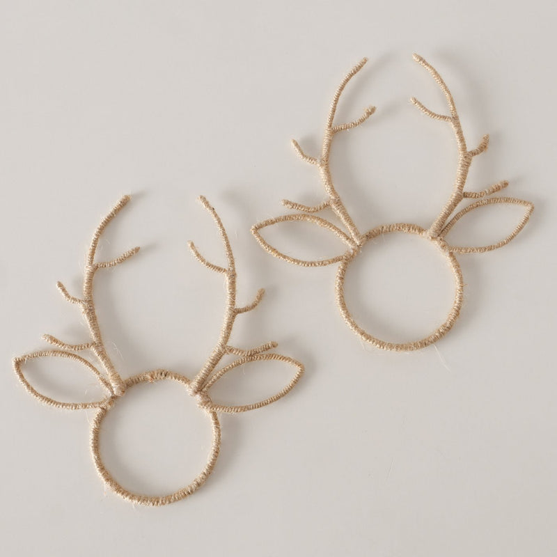 S/2 Natural Jute Reindeer Napkin Rings