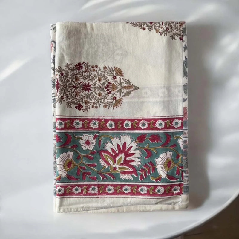 Multi Motif White Base Tablecloth
