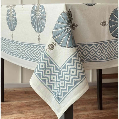 Soft Blue Motif Tablecloth