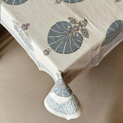 Soft Blue Motif Tablecloth