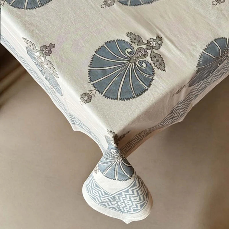Soft Blue Motif Tablecloth