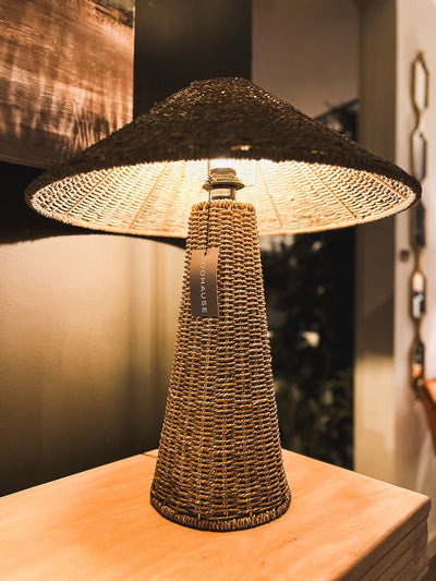 Rattan Sloped Shade Table Lamp