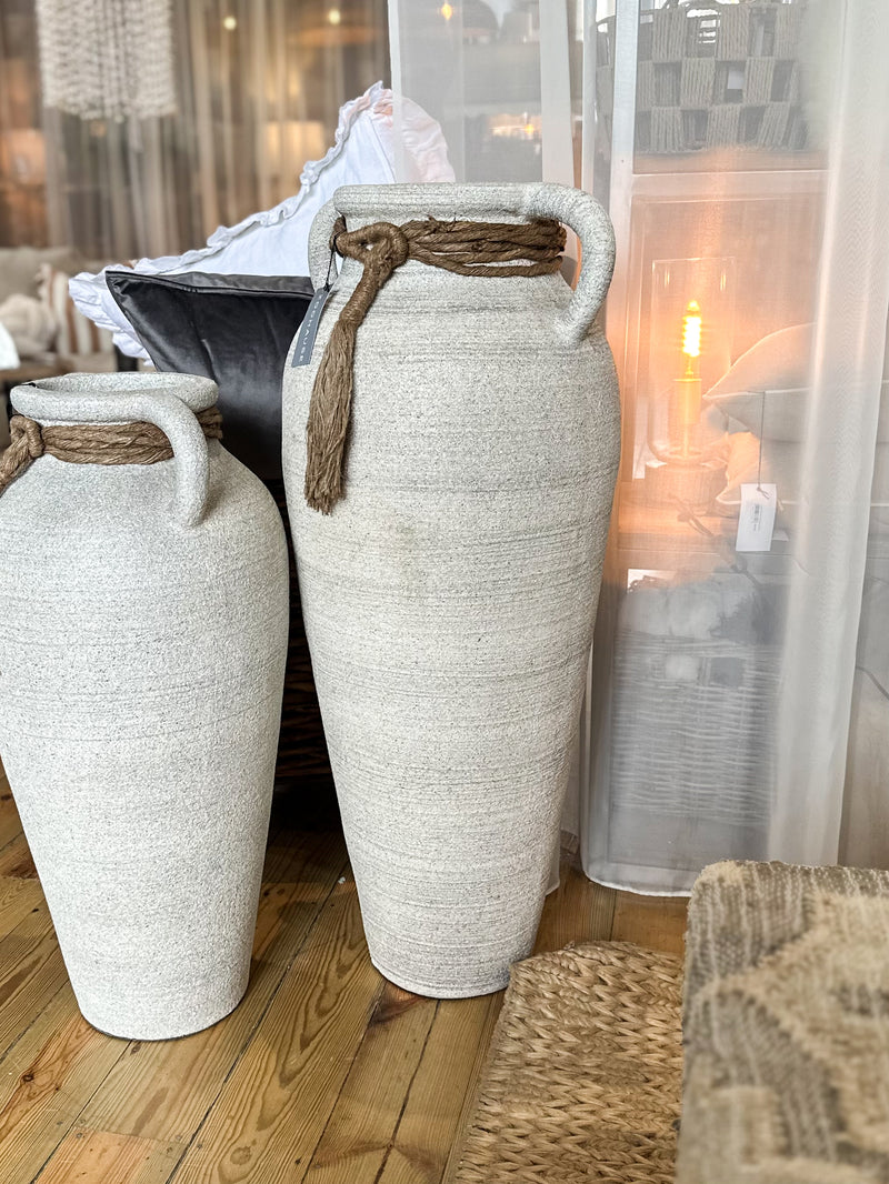 Large Textured Sand Urn Pot