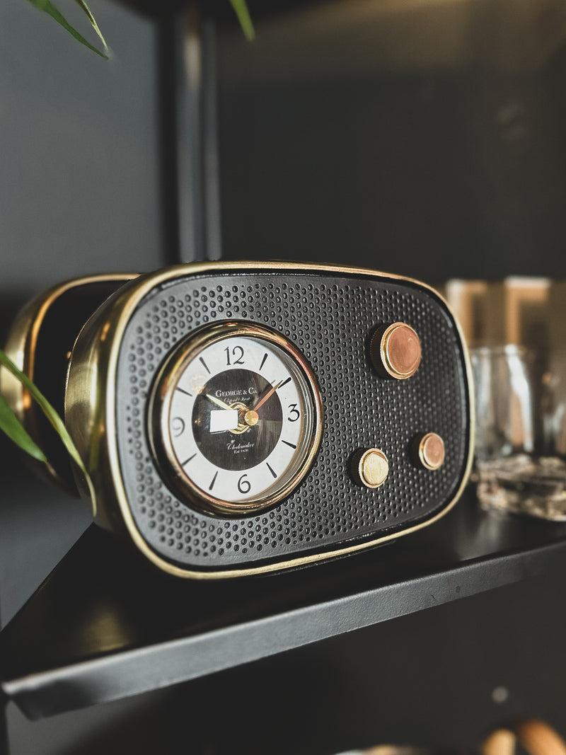 Gold & Black Retro Radio Clock