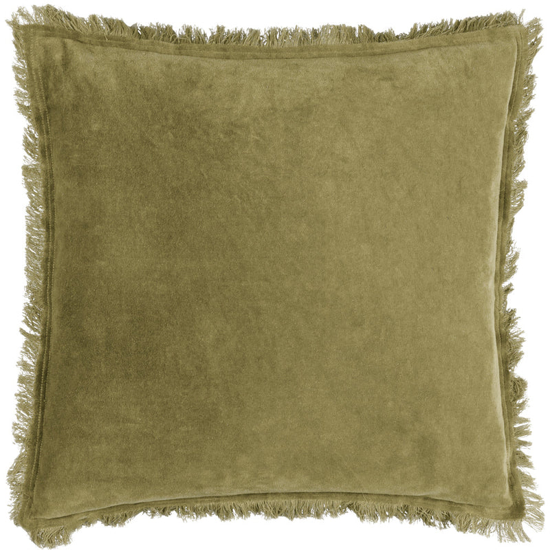 45x45 Moss Green Fringed Edge Cushion