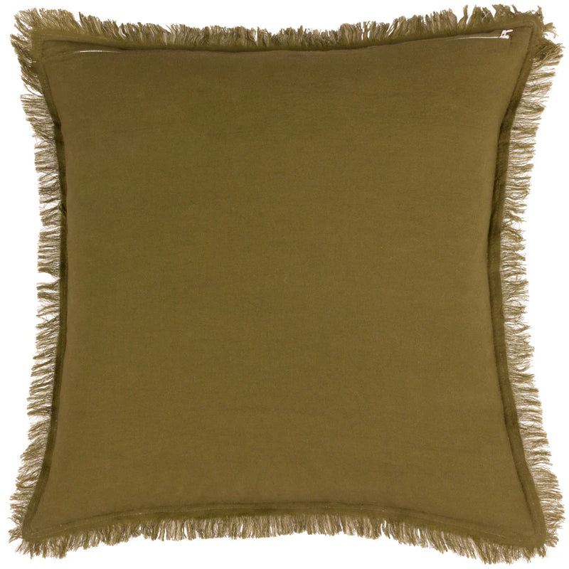 45x45 Moss Green Fringed Edge Cushion