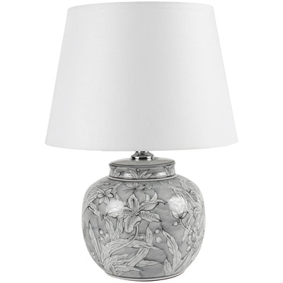 Grey Botanical Lamp W/Shade