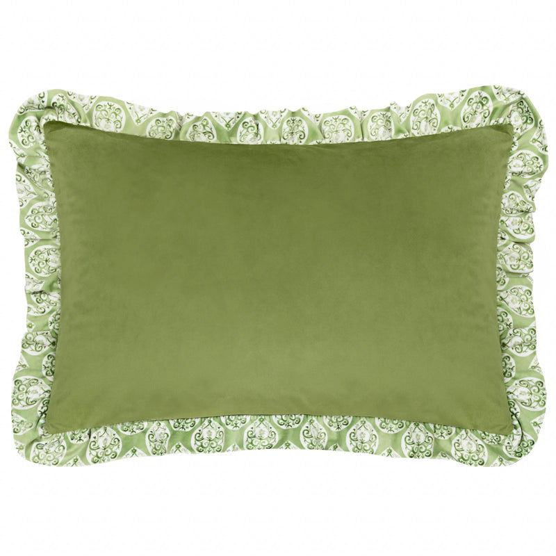 Green Printed Velvet Cushion 40x60
