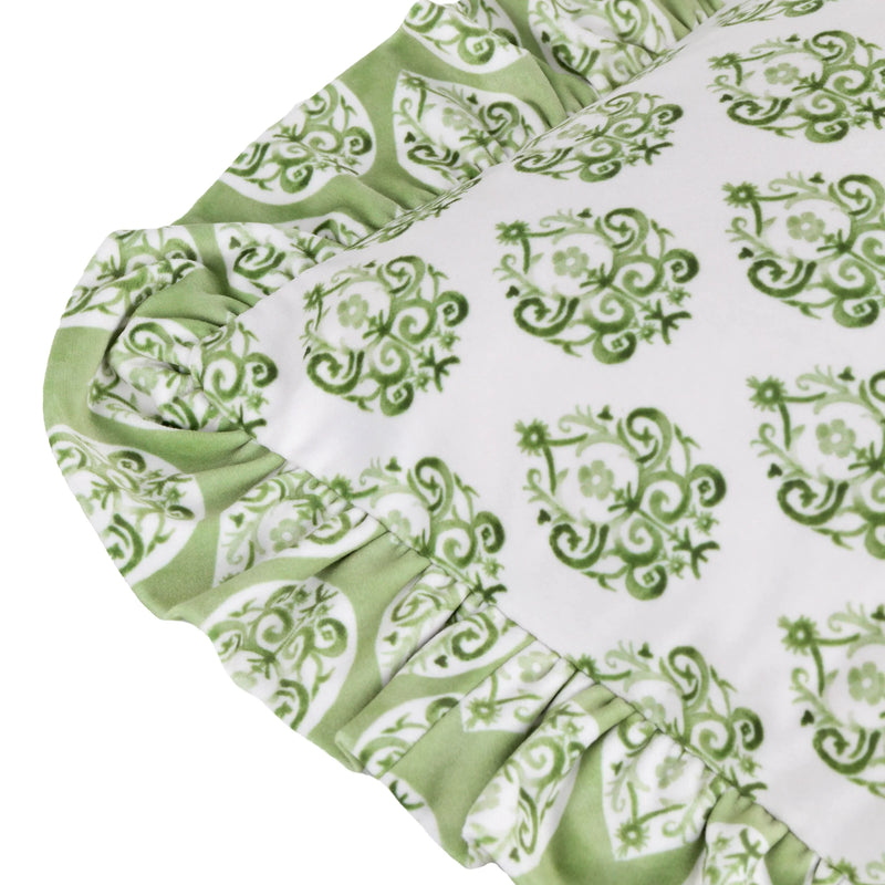 Green Printed Velvet Cushion 40x60