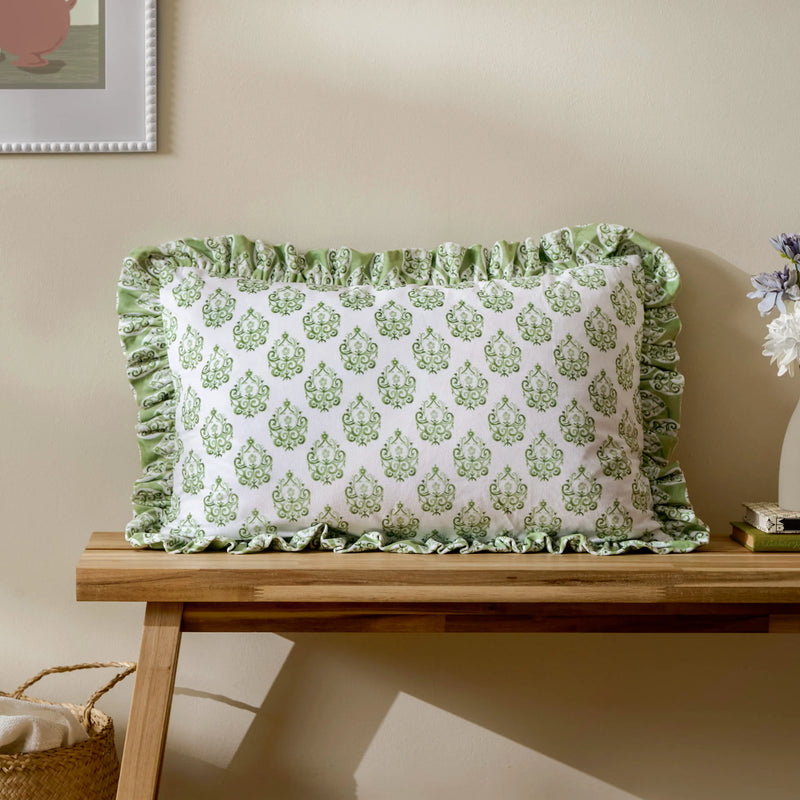 Green Printed Velvet Cushion 40x60