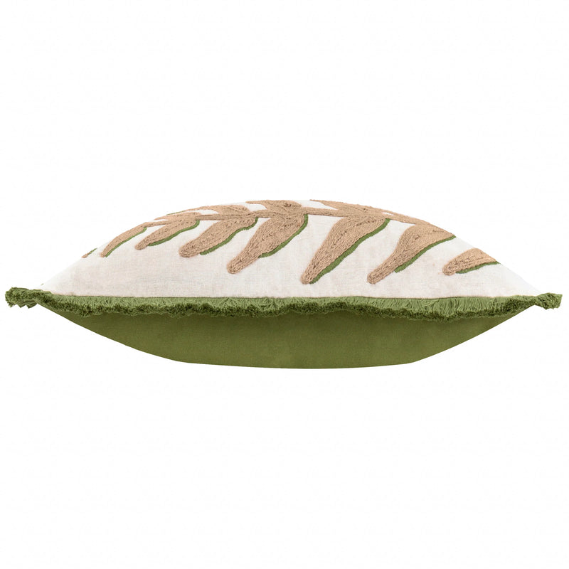 Green Leaves Embroidered Cushion