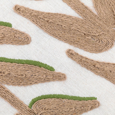 Green Leaves Embroidered Cushion