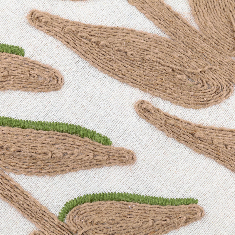 Green Leaves Embroidered Cushion
