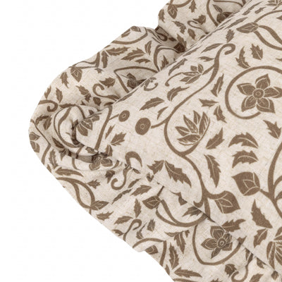 Linen & Olive Floral Filigree Ruffle Cushion 50x50cm