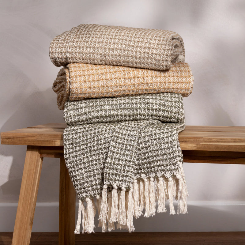 Sage Green Waffle Throw 150x200cm
