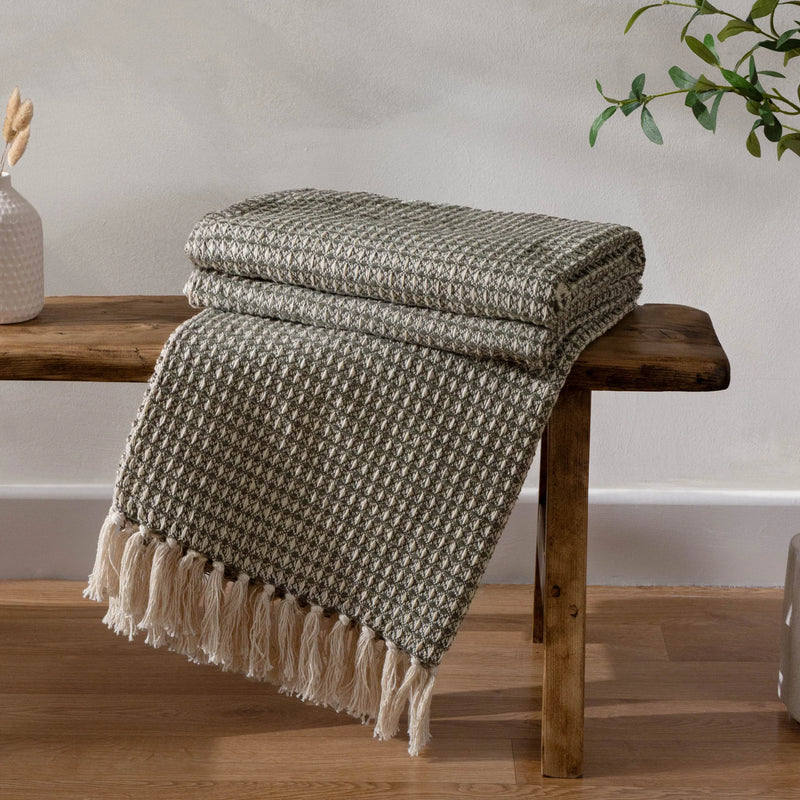 Sage Green Waffle Throw 150x200cm