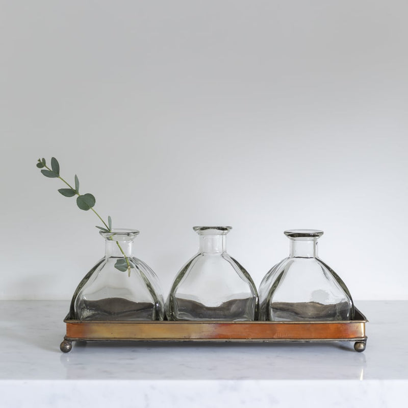 Copper Effect Tray With 3 Bottles