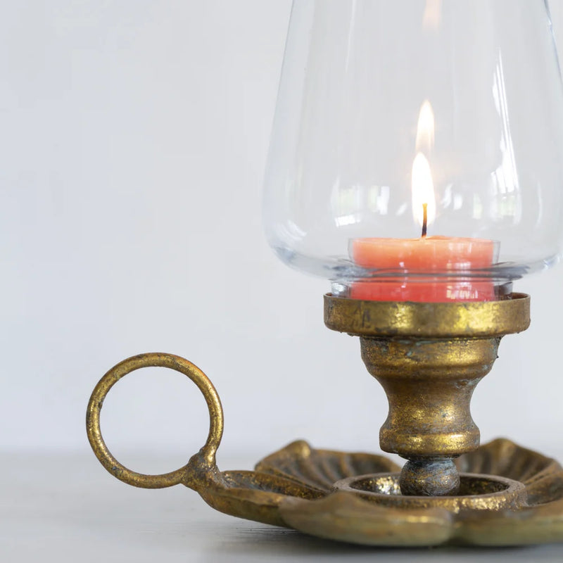 Antique Gold Effect Magnolia Lantern