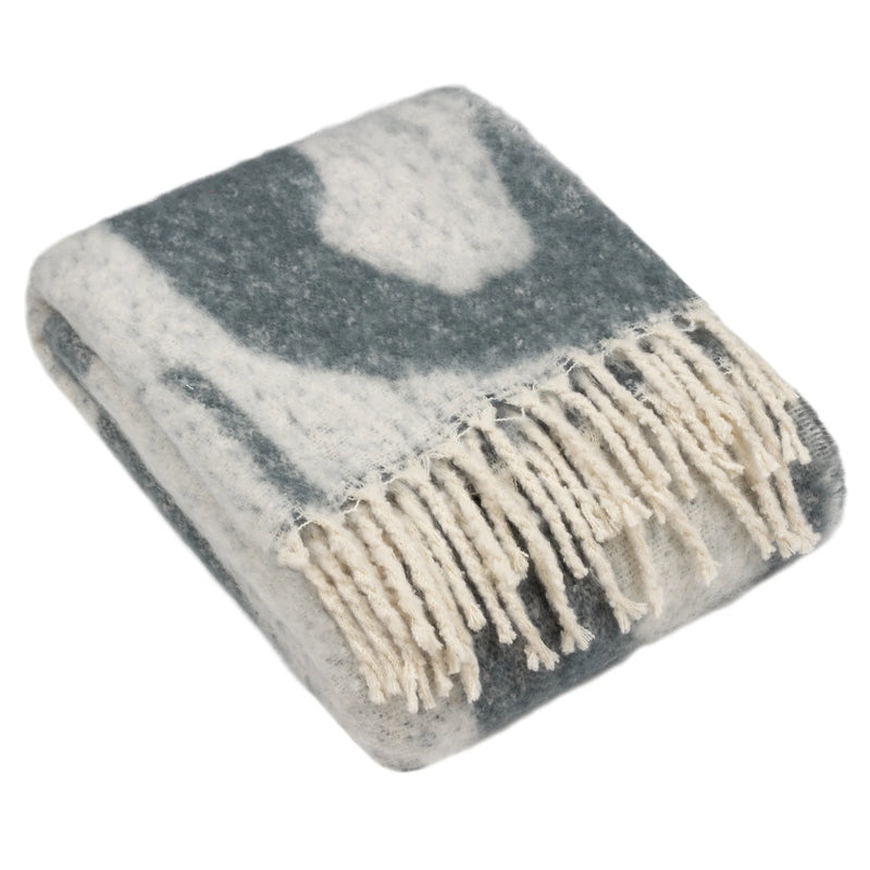 130x180cm Blue/Cream Abstract Throw