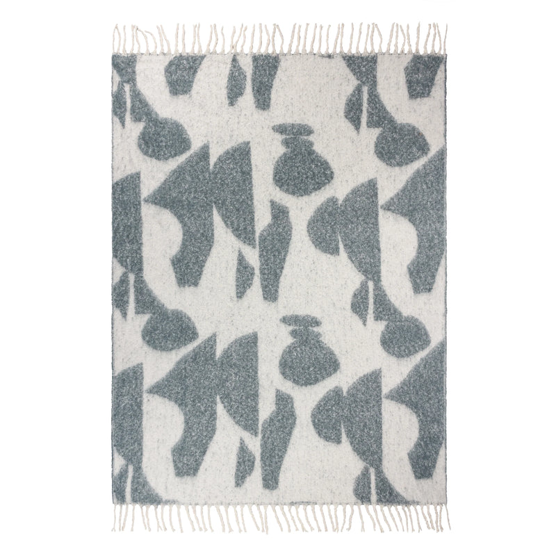 130x180cm Blue/Cream Abstract Throw
