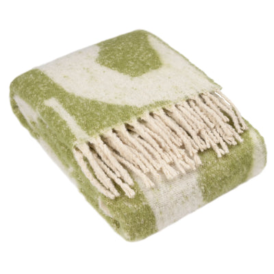 130x180cm Olive/Cream Abstract Throw