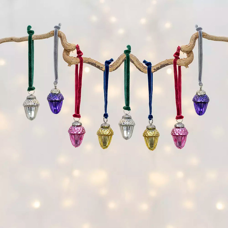 S/8 Multi Coloured Acorn Bauble