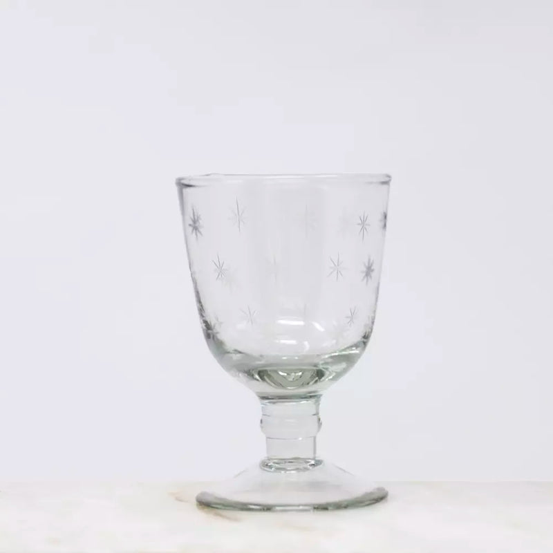 Etched Stars White Wine Glass