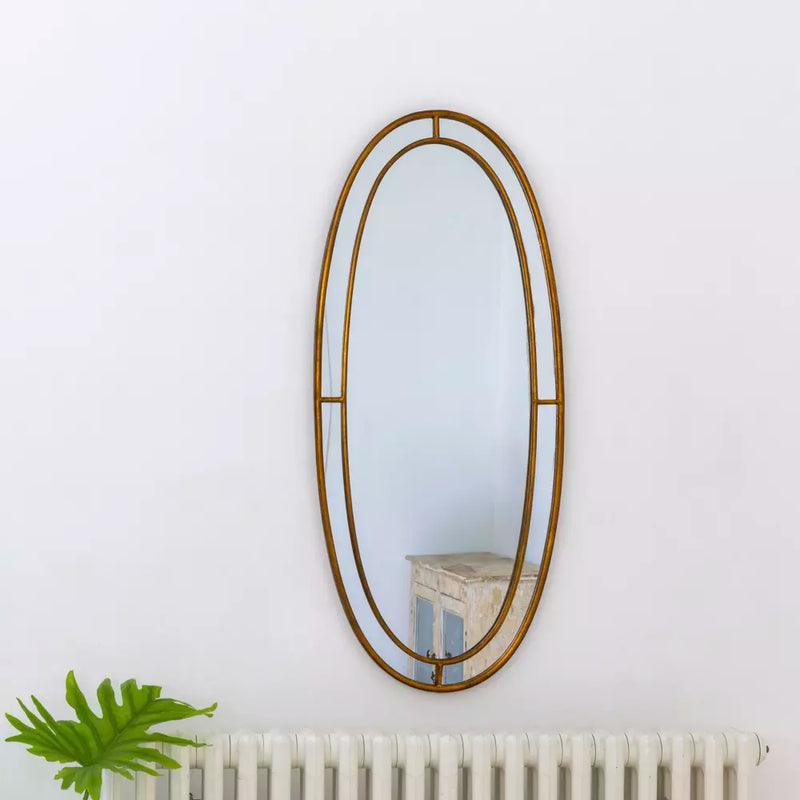 Antique Bronze Oval Mirror