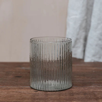 Wide Ribbed Glass Vase