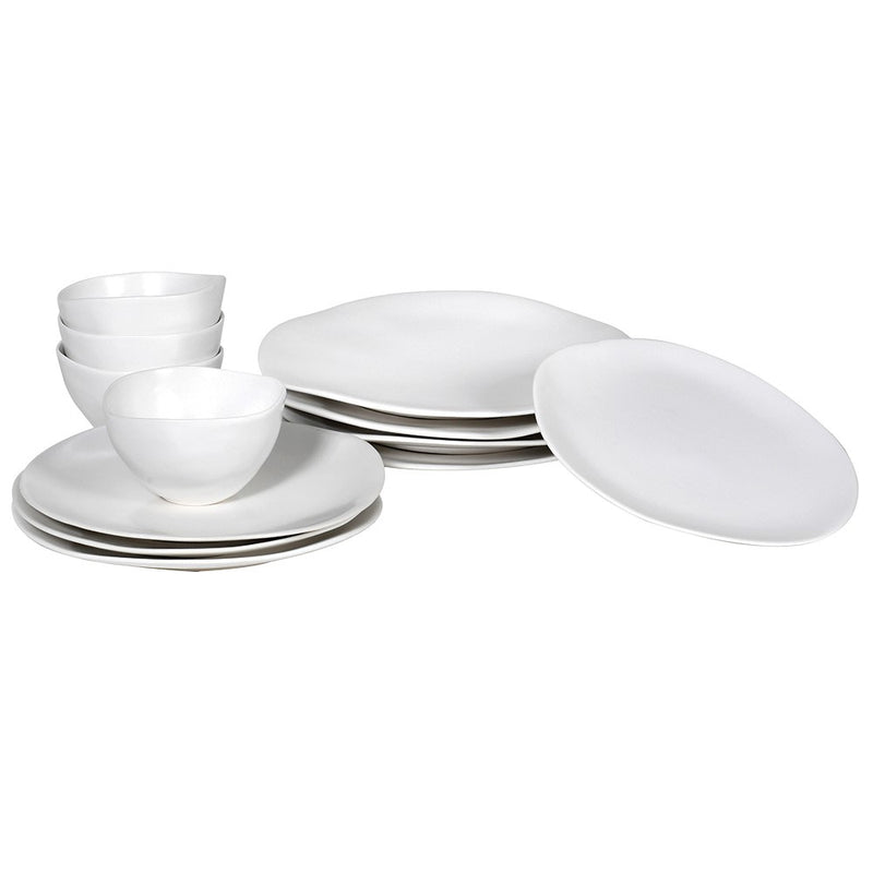 12 Piece White Organic Dinner Set