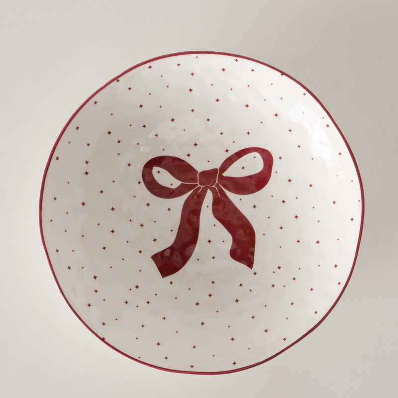 Red Bow Glazed Large Bowl