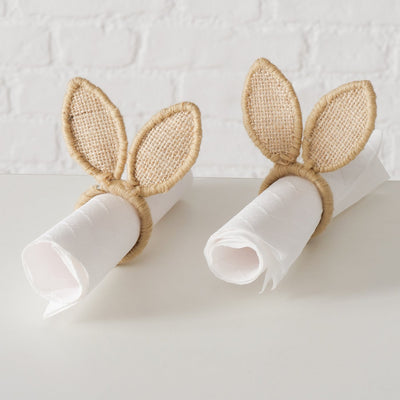 S/2 Jute Rabbit Ear Napkin Rings