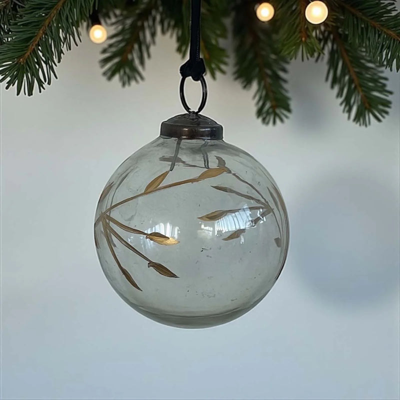 Gold Leaf Etched Clear Bauble