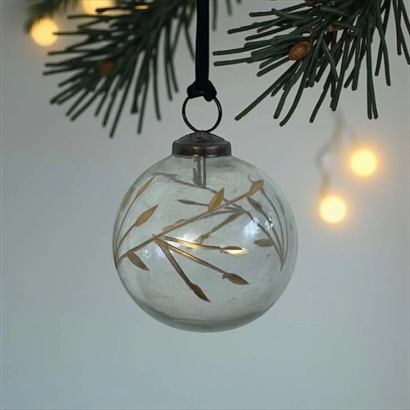 Gold Leaf Etched Clear Bauble