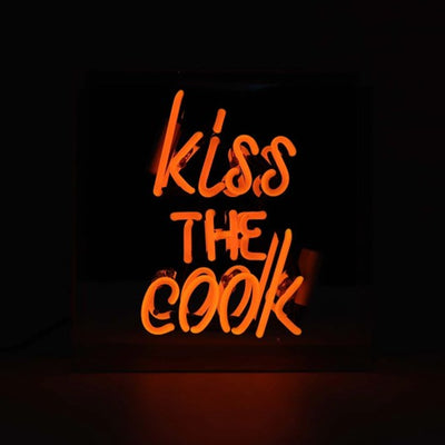 'Kiss The Cook' Orange Neon sign In Acrylic Box