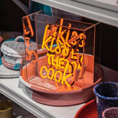 'Kiss The Cook' Orange Neon sign In Acrylic Box