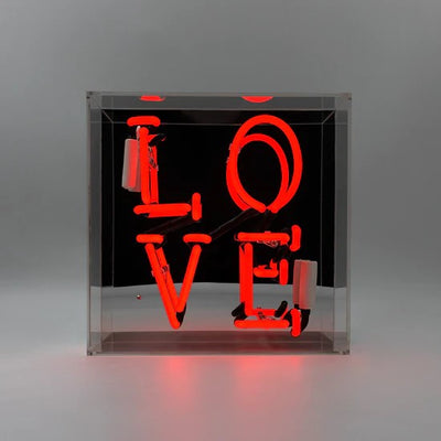 'Love' Red Neon Sign In Acrylic Box