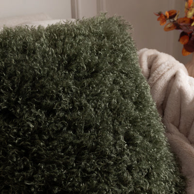 Khaki Faux Sheepskin Cushion 50x50cm
