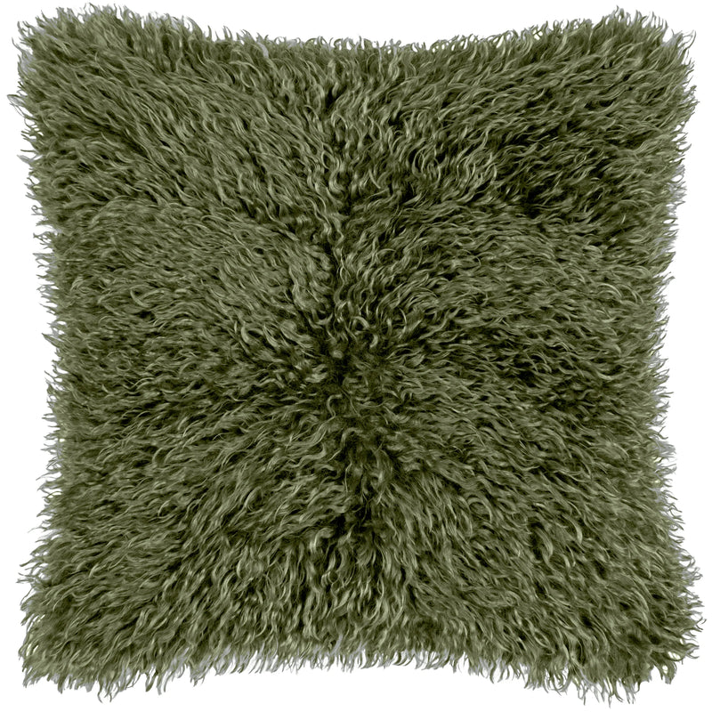 Khaki Faux Sheepskin Cushion 50x50cm