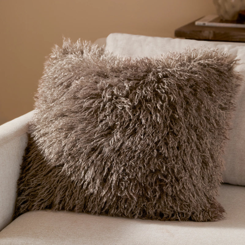 Brown Faux Fur Cushion 50x50cm