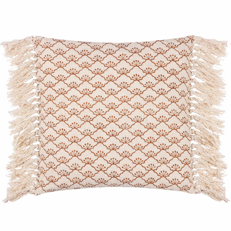 50x50cm Cream/Pecan Tassel Cushion