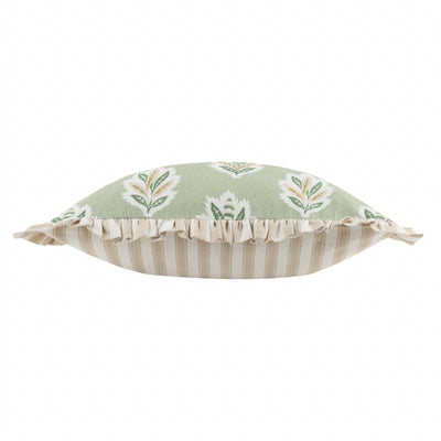 Sage Green Leaf Ruffle Cushion 50x50cm