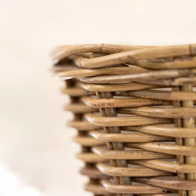 Rattan Round Lined Planter With Handles