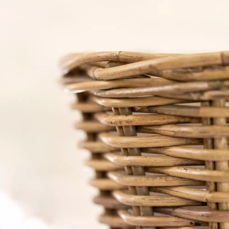 Rattan Round Lined Planter With Handles