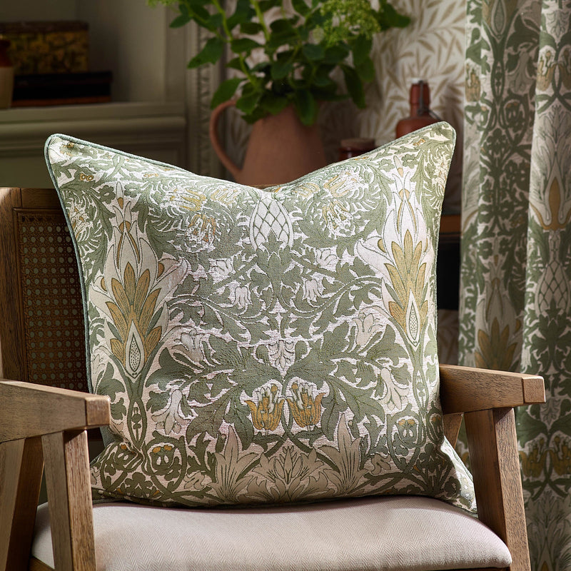 Leaf Print Chenille Cushion 55x55cm