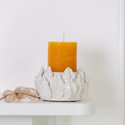 Artichoke Pillar Candle Holder White