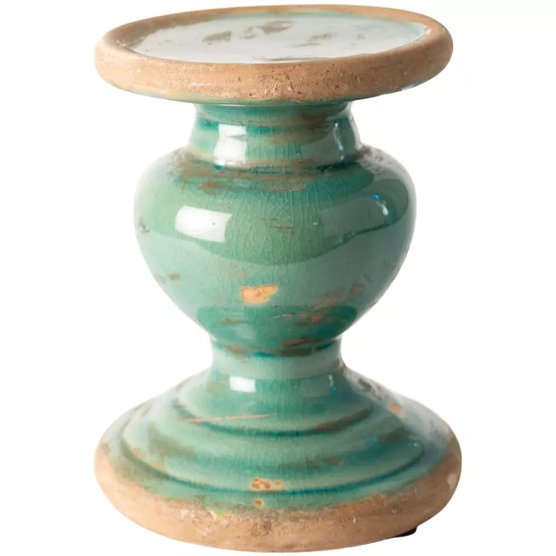 Turquoise Rustic Pillar Candleholder